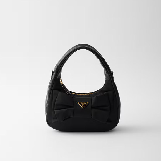 프라다 리본 장식 리나일론 및 나파 가죽 미니백 1BC241 - Prada Mini Bag with Ribbon Detail in Re-Nylon and Nappa Leather