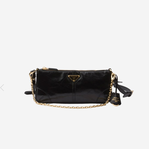 프라다 리에디션 2002 미디움 레더 숄더백 블랙 1BC221 - Prada Re-Edition 2002 Medium Leather Shoulder Bag Black