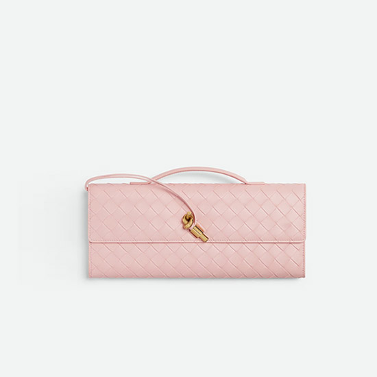보테가 베네타 지퍼 핸들 클러치 안디아모 에메랄드 로즈 741511 - Bottega Veneta Long Clutch Andiamo With Handle Emerald Green