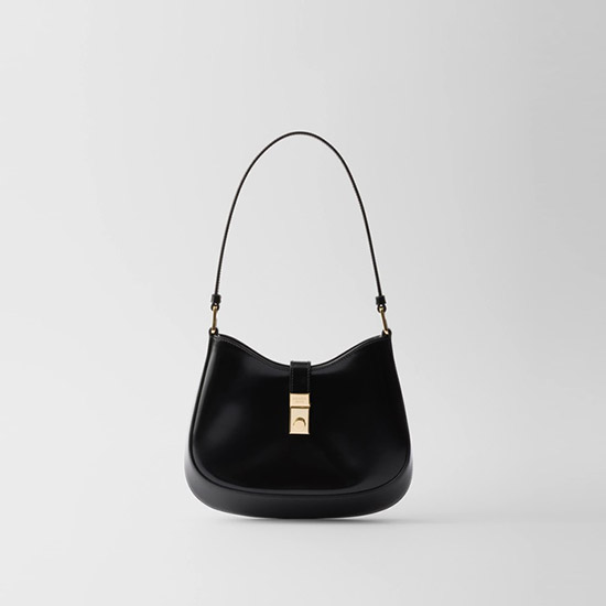 프라다 클레오 브러쉬드 레더 숄더백 클래스프 클로저 블랙 1BC169 - Prada Cleo Brushed Leather Shoulder Bag with Clasp Closure Black