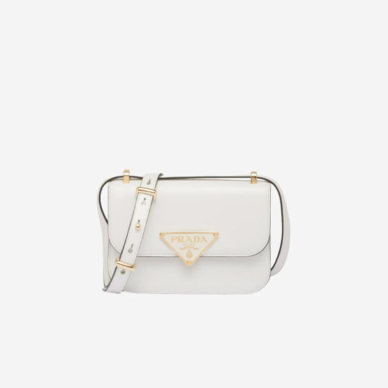 프라다 엠블럼 레더 백 화이트 1BD340 - Prada Embleme Leather Bag White