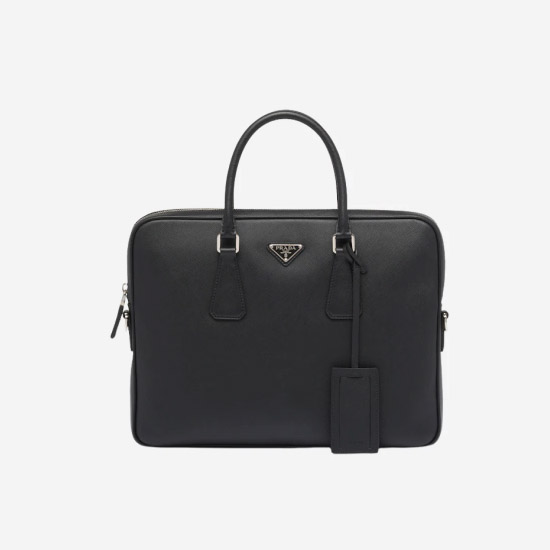 프라다 사피아노 레더 워크백 블랙 2VE368 - Prada Saffiano Leather Work Bag Black