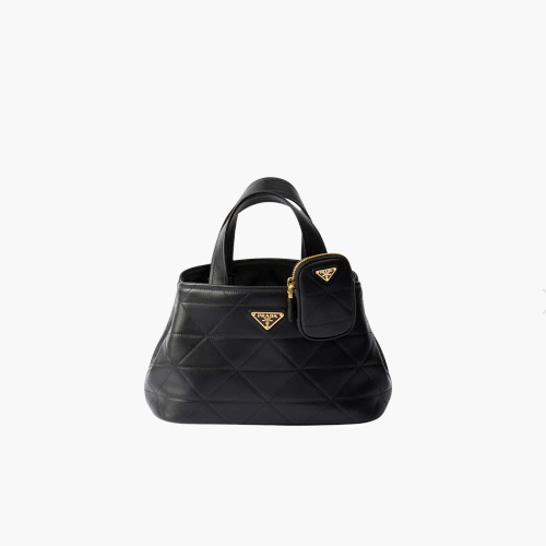 프라다 스몰 퀼티드 레더 토트백 블랙 1BG548 - Prada Small Quilted Leather Tote Bag Black