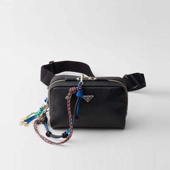 프라다 레더 숄더백 참 블랙 2VH181 - Prada Leather Shoulder Bag with Charm Black