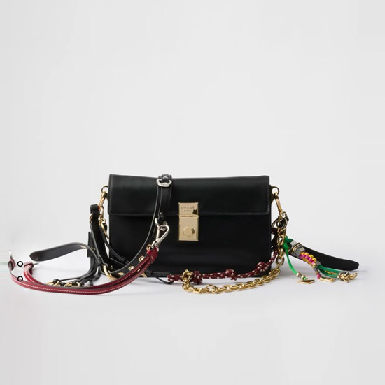 프라다 소프트 사운드 스몰 레더 숄더백 참 블랙 1BD379 - Prada Soft Sound Small Leather Shoulder Bag