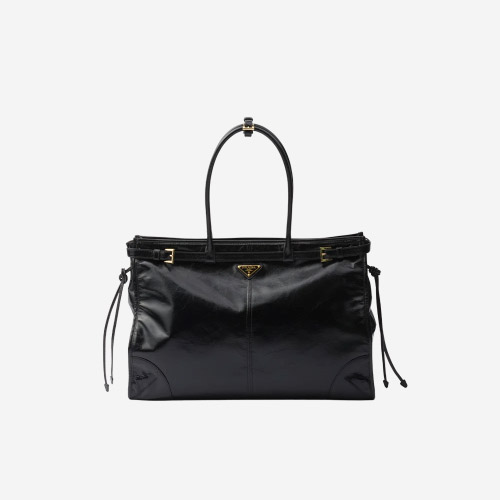 프라다 엑스트라 라지 레더 핸드백 블랙 1BA439 - Prada Extra Large Leather Handbag Black